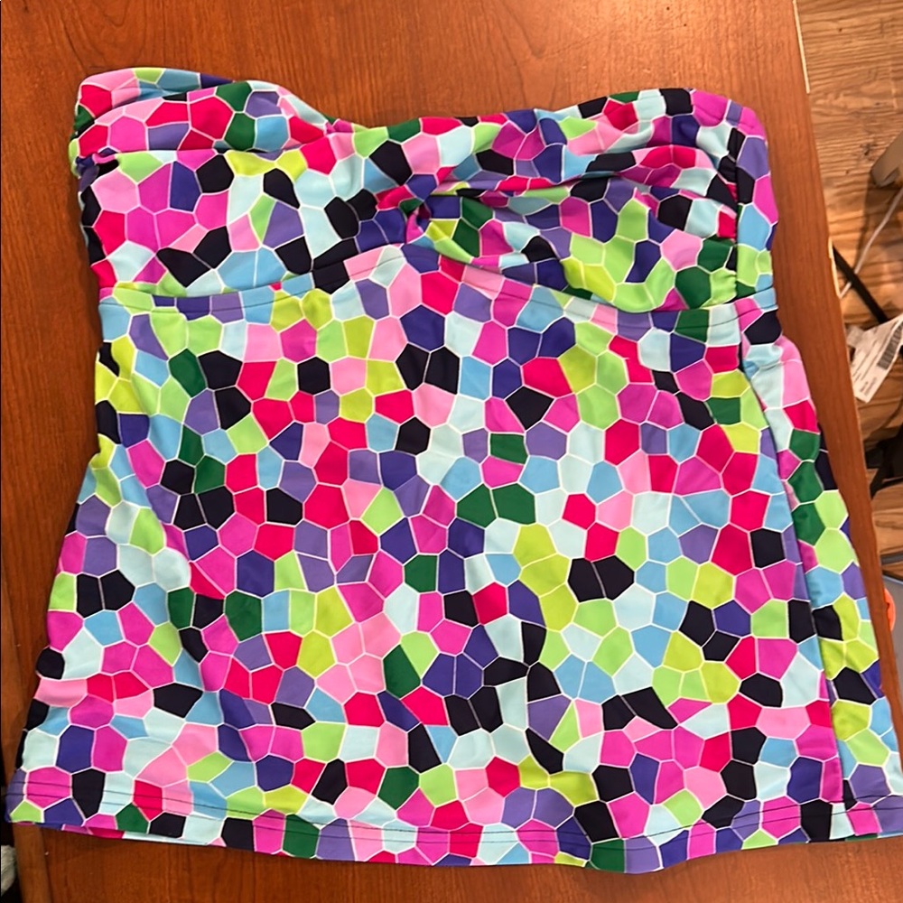 Mossimo stained glass pink blue 3 piece S bikini Top, M bottom & Tankini top - Picture 3 of 5